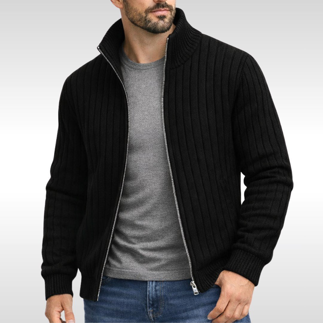 Brandon | Men's Zip Cardigan, Refined Knit Layer | My Sweet Wardrobe | Grey