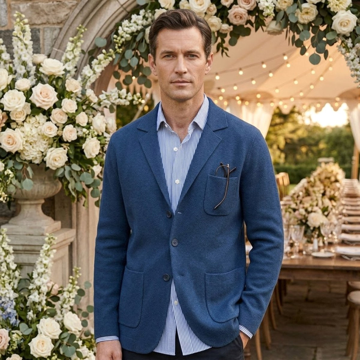 Brett | Men's Oxford Cotton Blazer, Smart Summer Jacket | Dressific