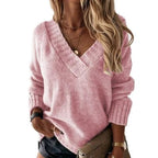 Brielle | Women's Relaxed V-Neck Oversized Jumper, Chunky Knit Sweater | Dressific