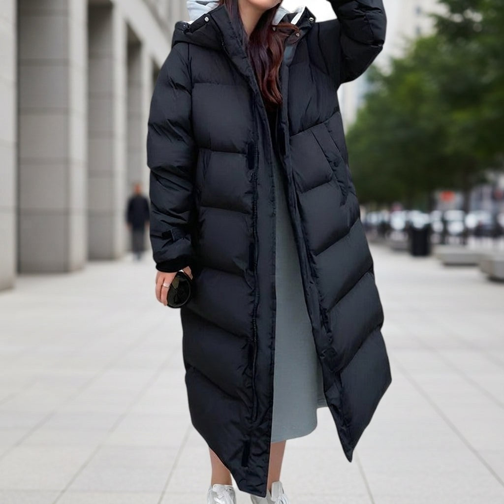 Brigitte | Women's Waterproof Quilted Parka Jacket, Long Hooded Winter Coat | My Sweet Wardrobe