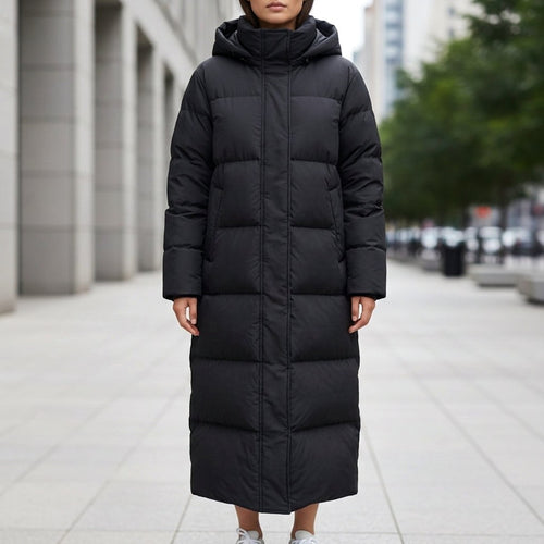 Brigitte | Women's Waterproof Quilted Parka Jacket, Long Hooded Winter Coat | My Sweet Wardrobe