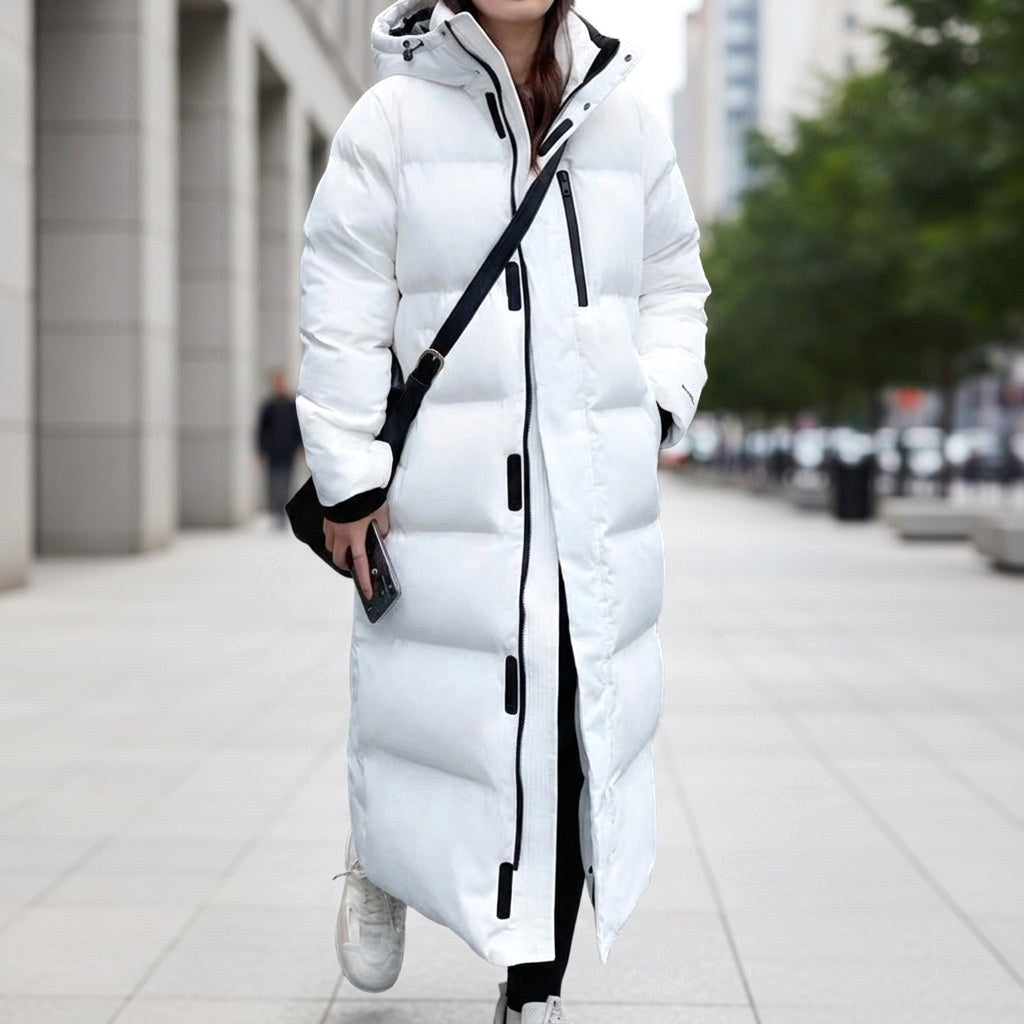 Brigitte | Women's Waterproof Quilted Parka Jacket, Long Hooded Winter Coat | My Sweet Wardrobe