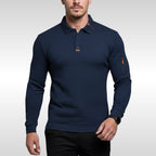 Bruno | Men's Polo Shirt with Signature Collar and Arm Zip, Elegant Polo Shirt | My Sweet Wardrobe | Blue
