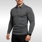 Bruno | Men's Polo Shirt with Signature Collar and Arm Zip, Elegant Polo Shirt | My Sweet Wardrobe | Blue