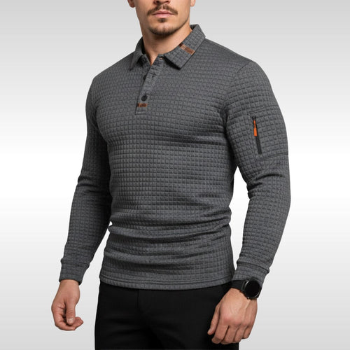 Bruno | Men's Polo Shirt with Signature Collar and Arm Zip, Elegant Polo Shirt | My Sweet Wardrobe | Blue