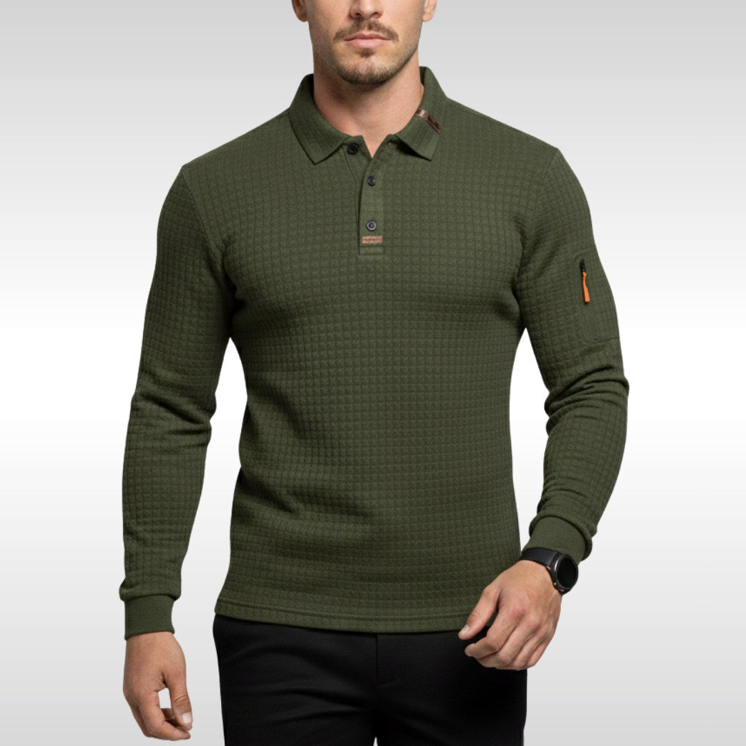 Bruno | Men's Polo Shirt with Signature Collar and Arm Zip, Elegant Polo Shirt | My Sweet Wardrobe | Blue