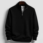 Burkhard | Men's Jumper with Zip, Structured Jumper | My Sweet Wardrobe | Black