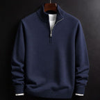 Burkhard | Men's Jumper with Zip, Structured Jumper | My Sweet Wardrobe | Black