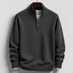 Burkhard | Men's Jumper with Zip, Structured Jumper | My Sweet Wardrobe | Black
