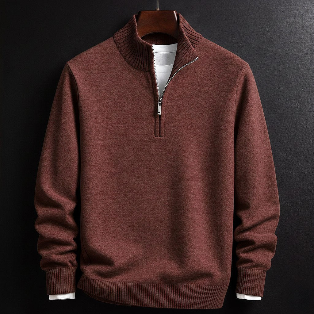 Burkhard | Men's Jumper with Zip, Structured Jumper | My Sweet Wardrobe | Black