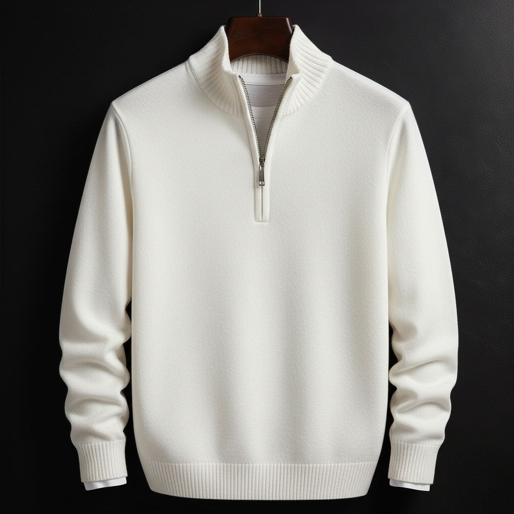 Burkhard | Men's Jumper with Zip, Structured Jumper | My Sweet Wardrobe | Black