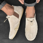 Caleb | Men's Slip-On Shoes with Elastic Side Panels, Casual Slip-On Shoes | Dressific | Beige