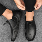 Caleb | Men's Slip-On Shoes with Elastic Side Panels, Casual Slip-On Shoes | Dressific | Black