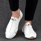 Caleb | Men's Slip-On Shoes with Elastic Side Panels, Casual Slip-On Shoes | Dressific | White