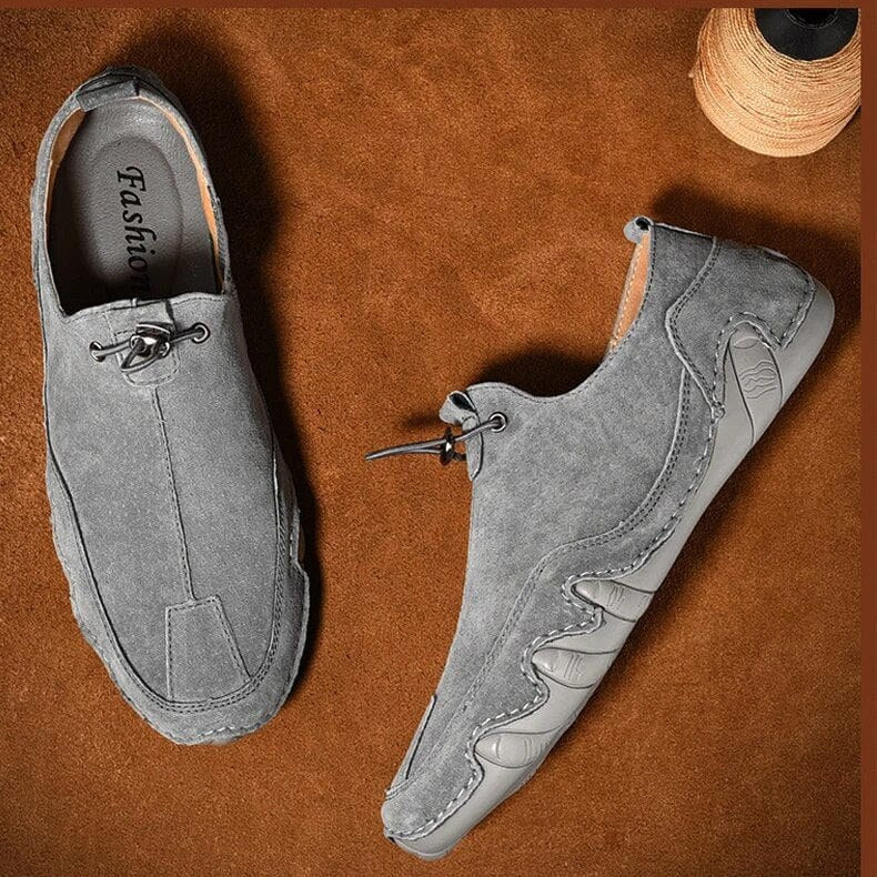 Caleb | Men's Slip-On Shoes with Elastic Side Panels, Casual Slip-On Shoes | Dressific | Gray