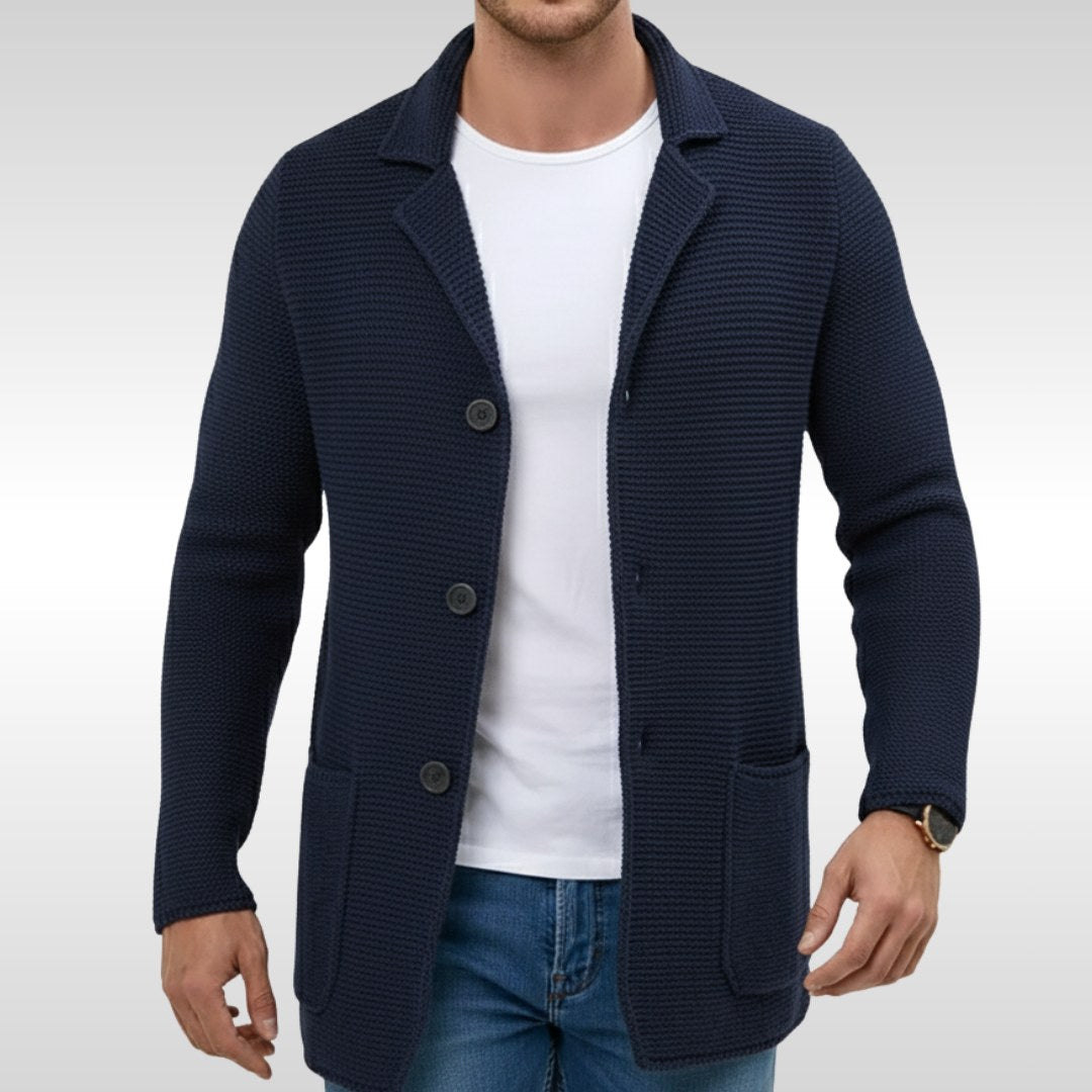 Caleb | Men's Textured Knit Cardigan, Relaxed-Fit Everyday Cardigan | My Sweet Wardrobe | Beige