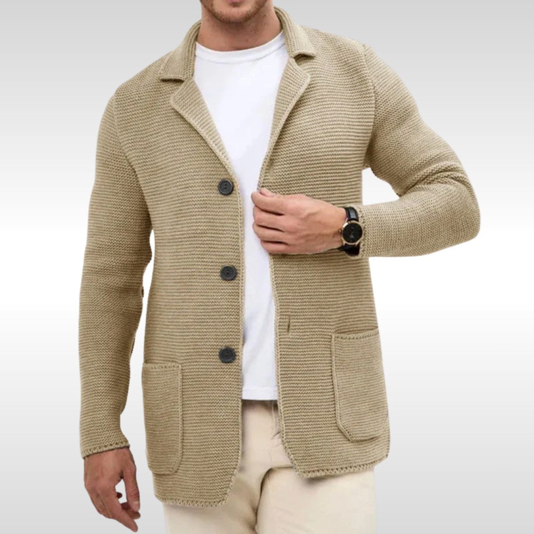 Caleb | Men's Textured Knit Cardigan, Relaxed-Fit Everyday Cardigan | My Sweet Wardrobe | Blue