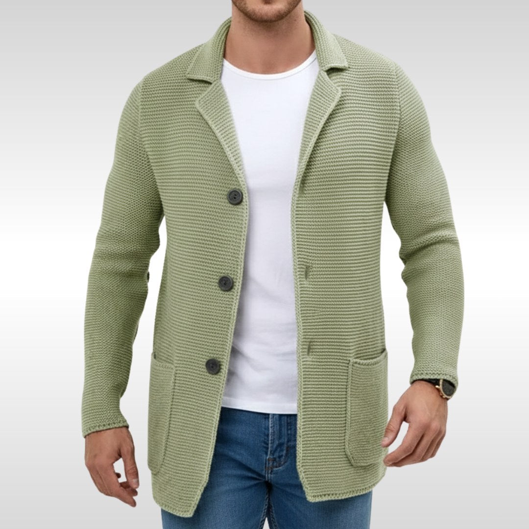 Caleb | Men's Textured Knit Cardigan, Relaxed-Fit Everyday Cardigan | My Sweet Wardrobe | Green