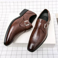 Cameron | Men's Dress Shoes with Single Strap Buckle, Formal Strap Loafers | Dressific | Brown