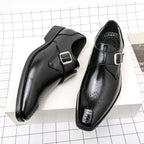 Cameron | Men's Dress Shoes with Single Strap Buckle, Formal Strap Loafers | Dressific | Black