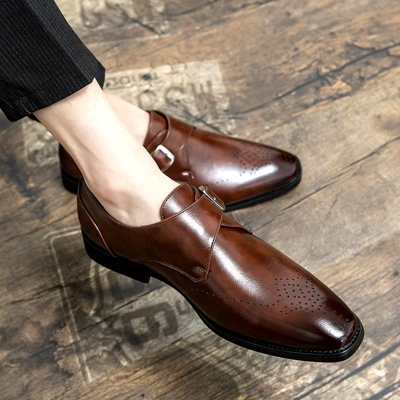 Cameron | Men's Dress Shoes with Single Strap Buckle, Formal Strap Loafers | Dressific