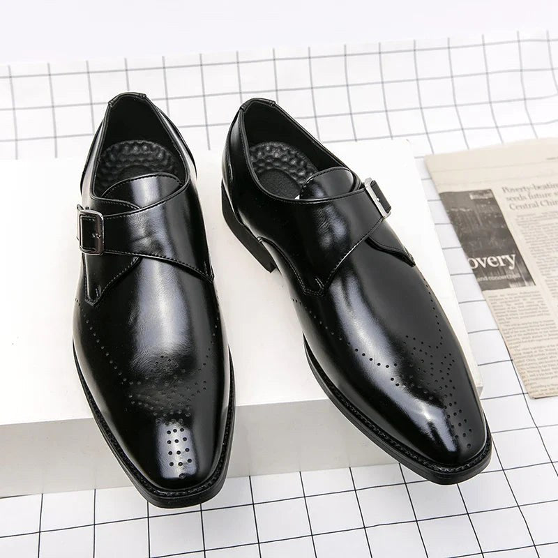 Cameron | Men's Dress Shoes with Single Strap Buckle, Formal Strap Loafers | Dressific