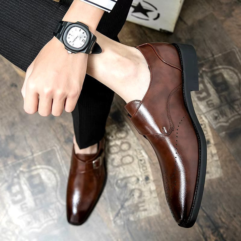Cameron | Men's Dress Shoes with Single Strap Buckle, Formal Strap Loafers | Dressific