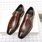 Cameron | Men's Dress Shoes with Single Strap Buckle, Formal Strap Loafers | Dressific