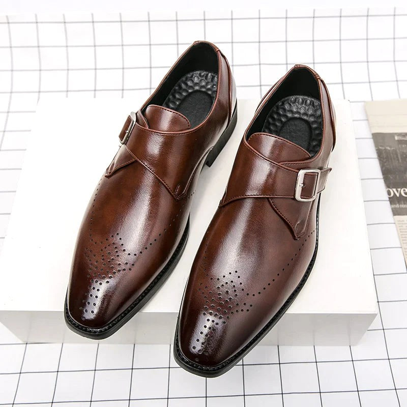 Cameron | Men's Dress Shoes with Single Strap Buckle, Formal Strap Loafers | Dressific