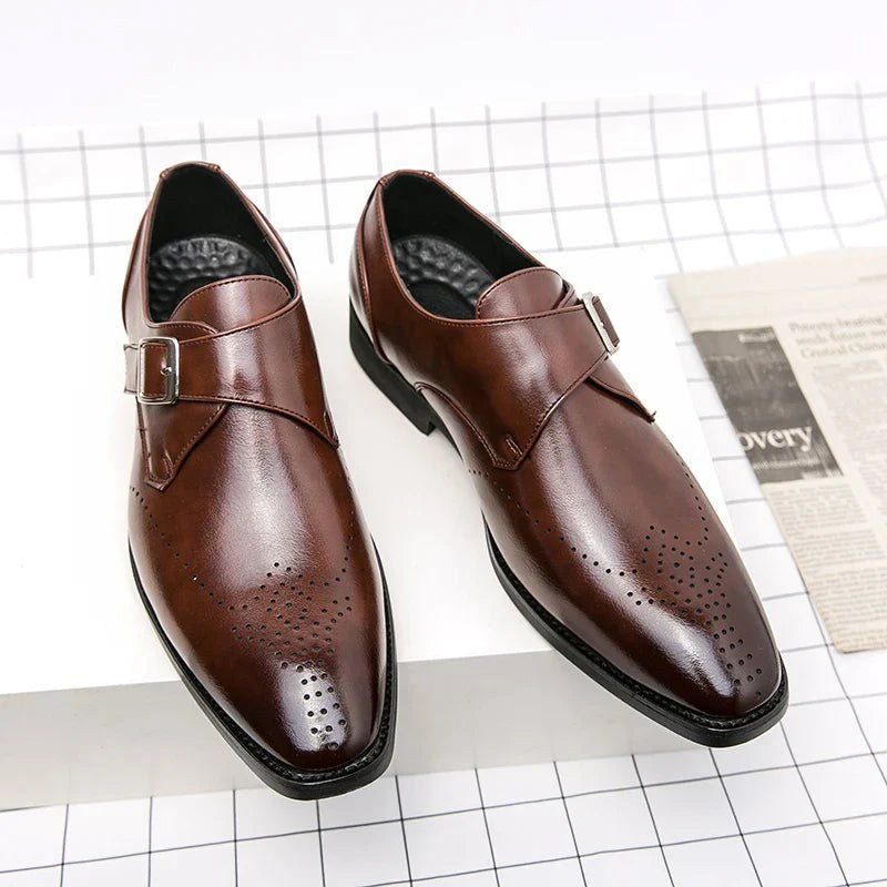 Cameron | Men's Dress Shoes with Single Strap Buckle, Formal Strap Loafers | Dressific