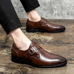 Cameron | Men's Dress Shoes with Single Strap Buckle, Formal Strap Loafers | Dressific