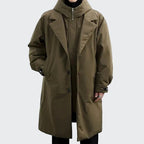 Cameron | Men's Hooded Mid-Length Trench Coat, Structured Autumn Coat | My Sweet Wardrobe