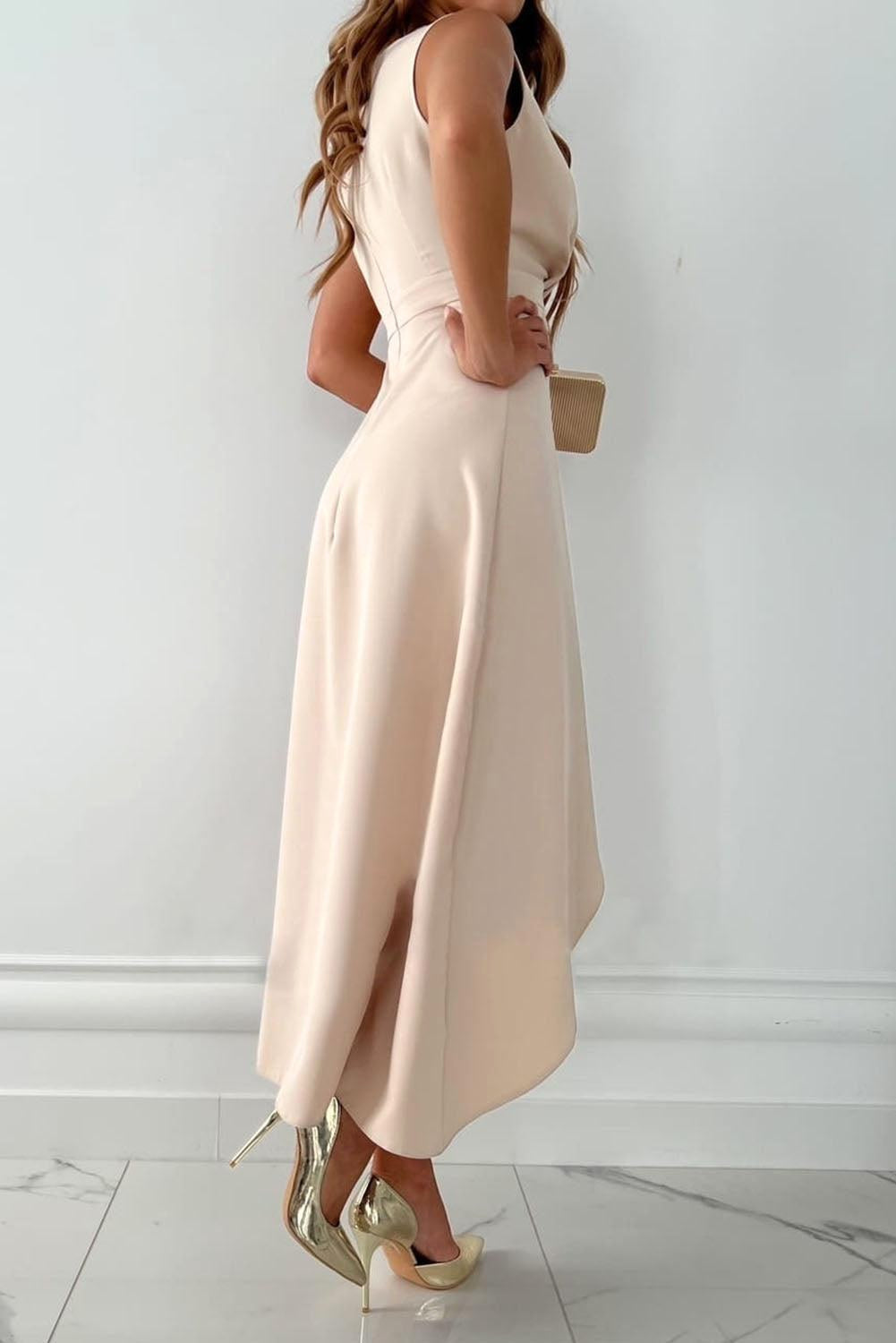 Denise | Women's Wrap-Front Maxi Dress, Asymmetric Drapery Evening Dress | My Sweet Wardrobe