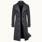 Carson | Men's Double Breasted Wool Trench Coat, Long Tailored Coat | My Sweet Wardrobe | Dark Grey
