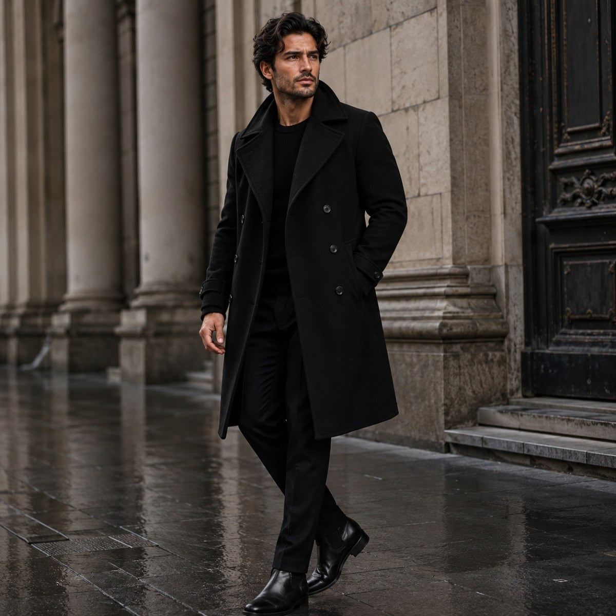 Carson | Men's Double Breasted Wool Trench Coat, Long Tailored Coat | My Sweet Wardrobe