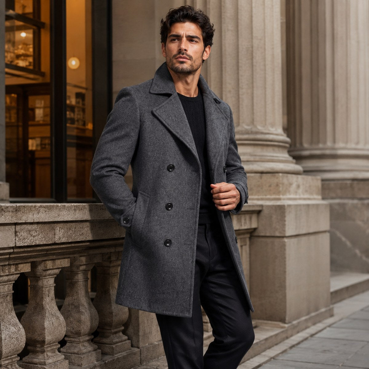 Carson | Men's Double Breasted Wool Trench Coat, Long Tailored Coat | My Sweet Wardrobe