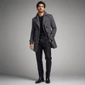 Carson | Men's Double Breasted Wool Trench Coat, Long Tailored Coat | My Sweet Wardrobe | Black