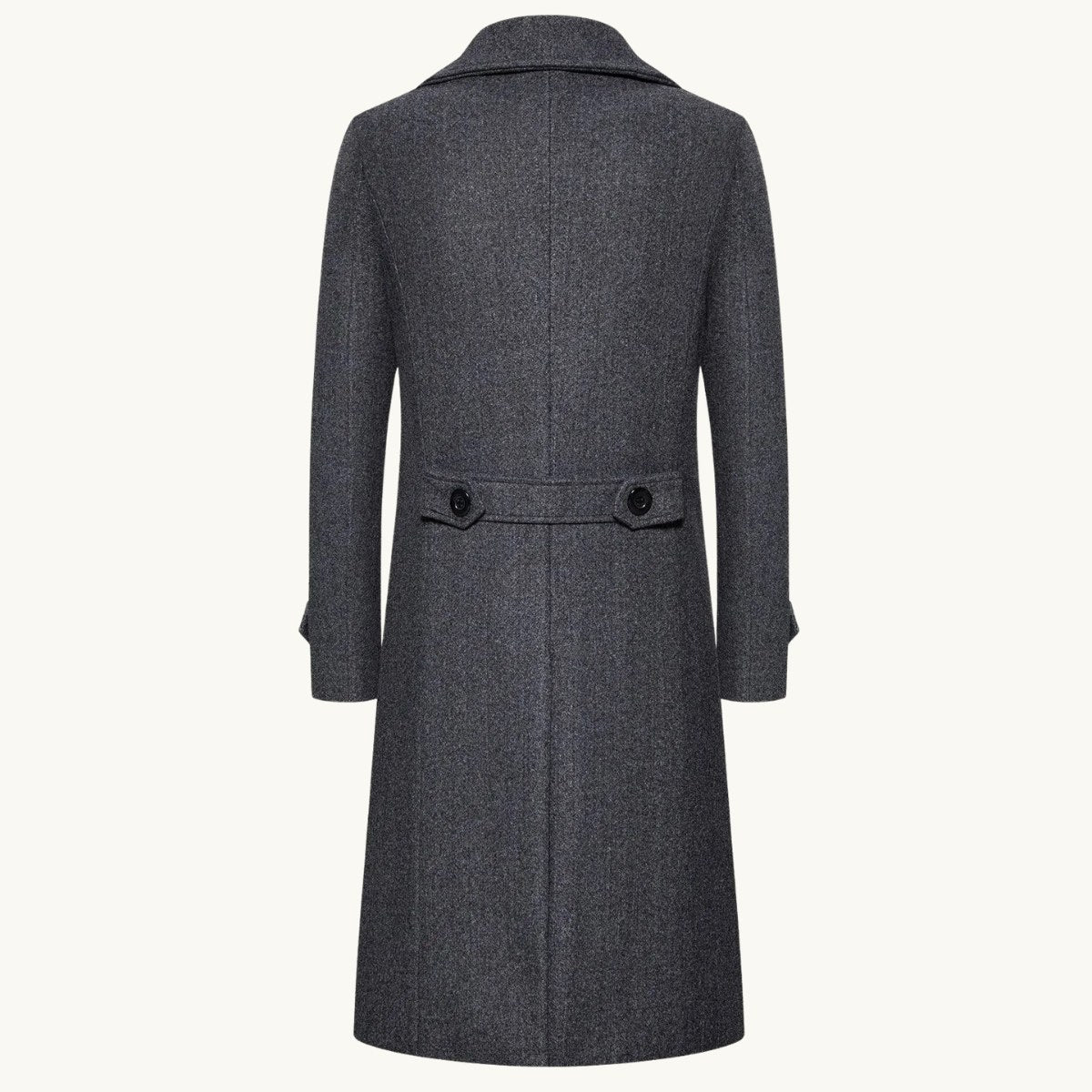 Carson | Men's Double Breasted Wool Trench Coat, Long Tailored Coat | My Sweet Wardrobe | Light Grey