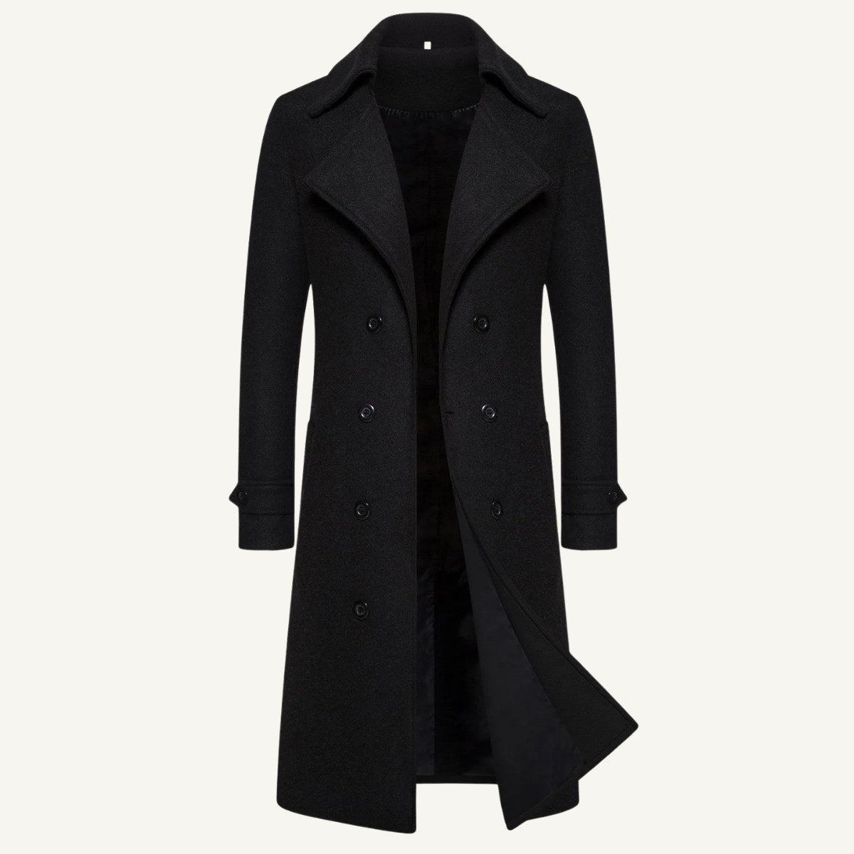 Carson | Men's Double Breasted Wool Trench Coat, Long Tailored Coat | My Sweet Wardrobe | Khaki