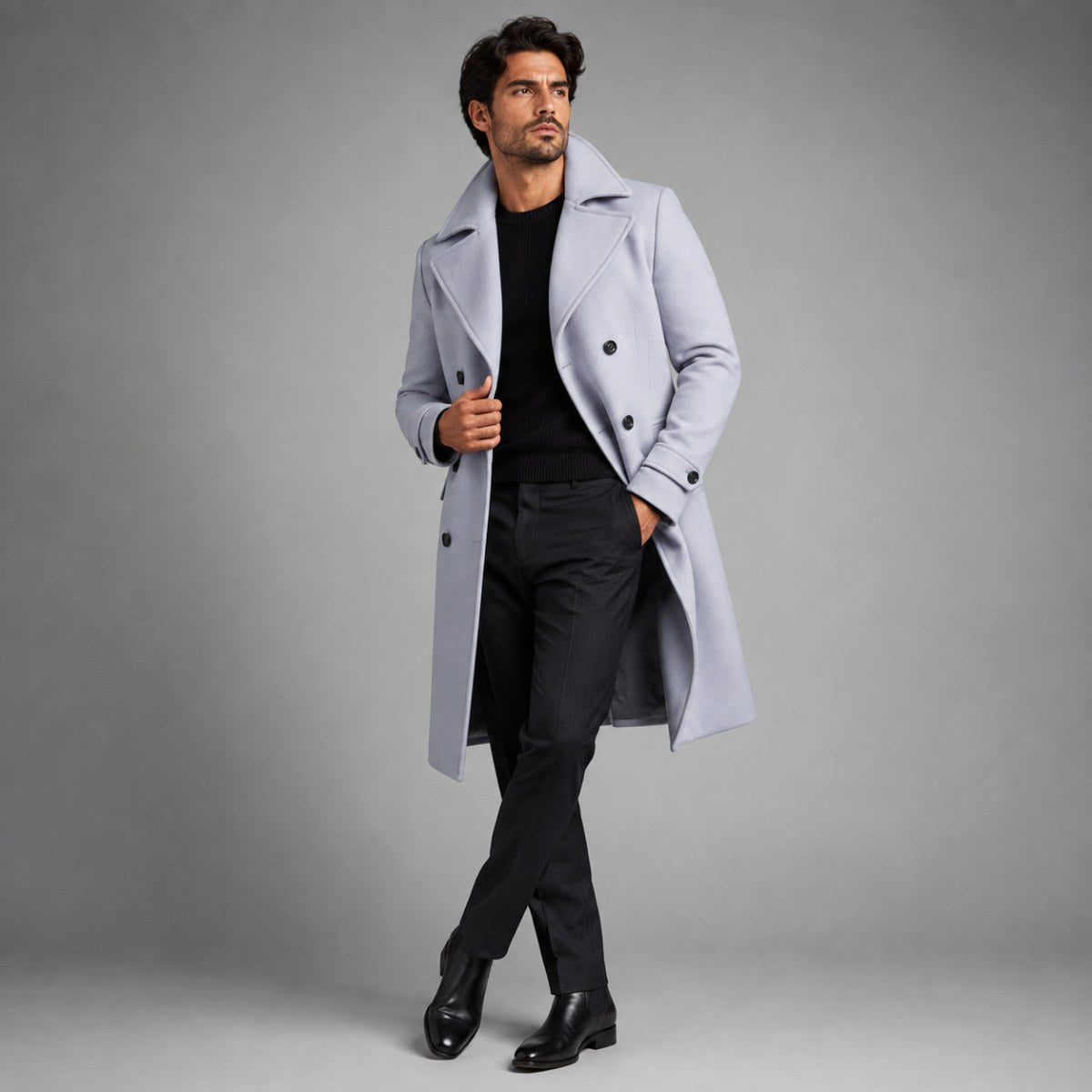 Carson | Men's Double Breasted Wool Trench Coat, Long Tailored Coat | My Sweet Wardrobe