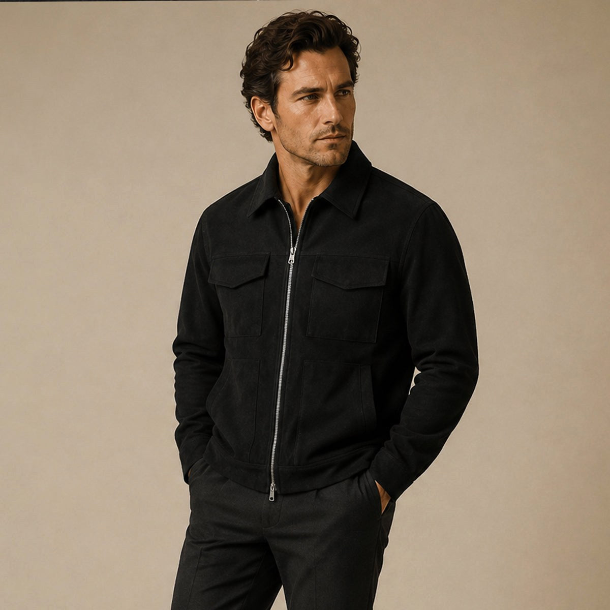 Carter | Men's Suede-Effect Jacket, Modern Smart Jacket | My Sweet Wardrobe | Grey