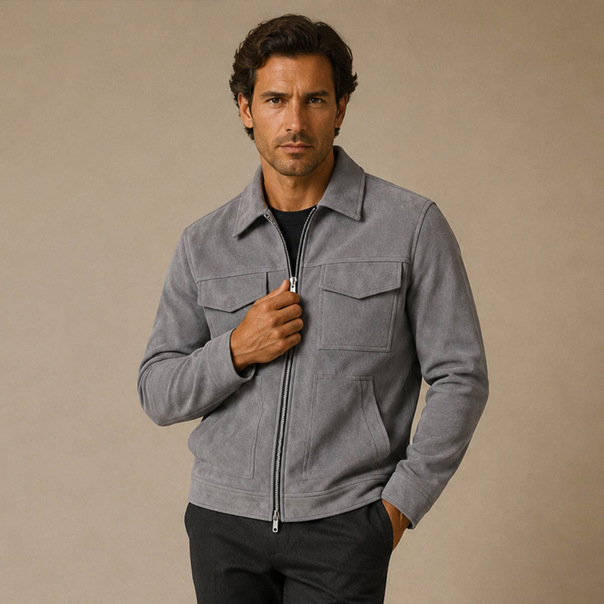 Carter | Men's Suede-Effect Jacket, Modern Smart Jacket | My Sweet Wardrobe
