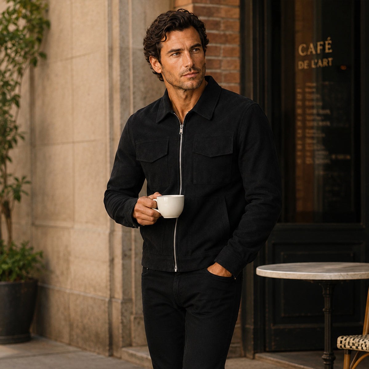 Carter | Men's Suede-Effect Jacket, Modern Smart Jacket | My Sweet Wardrobe