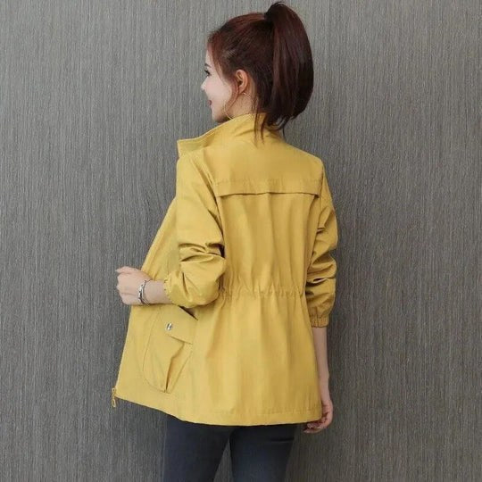 Catherine | Women's Lightweight Waterproof Trench Coat, Hooded Autumn Coat | My Sweet Wardrobe | Yellow