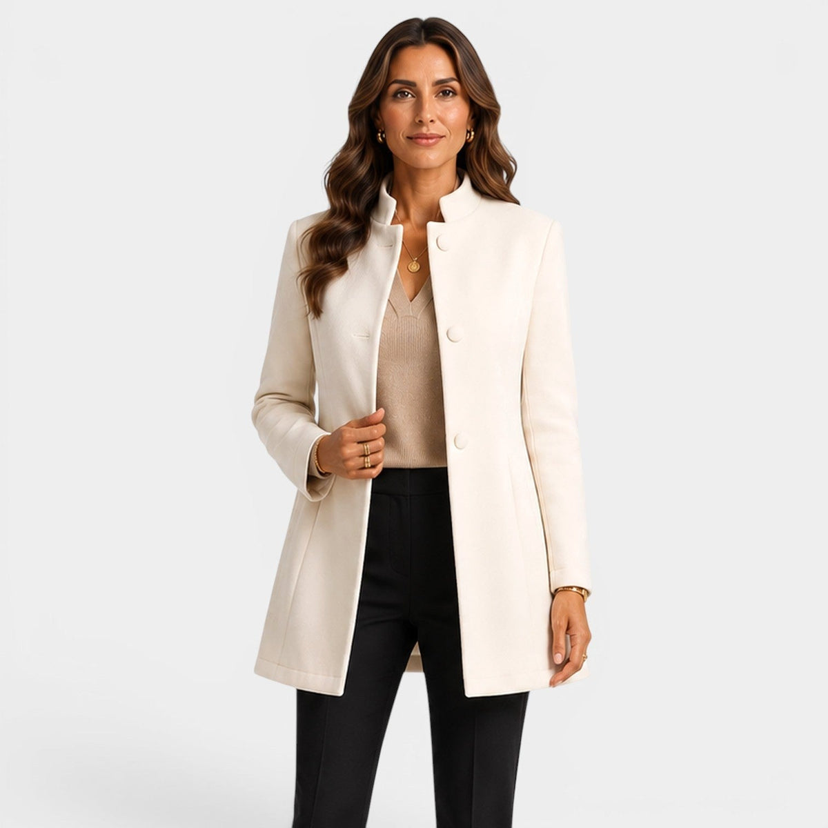 Camille | Women's Fitted Wool Coat, Classic Button-Front Coat | My Sweet Wardrobe