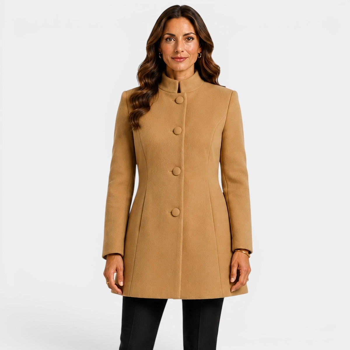 Camille | Women's Fitted Wool Coat, Classic Button-Front Coat | My Sweet Wardrobe