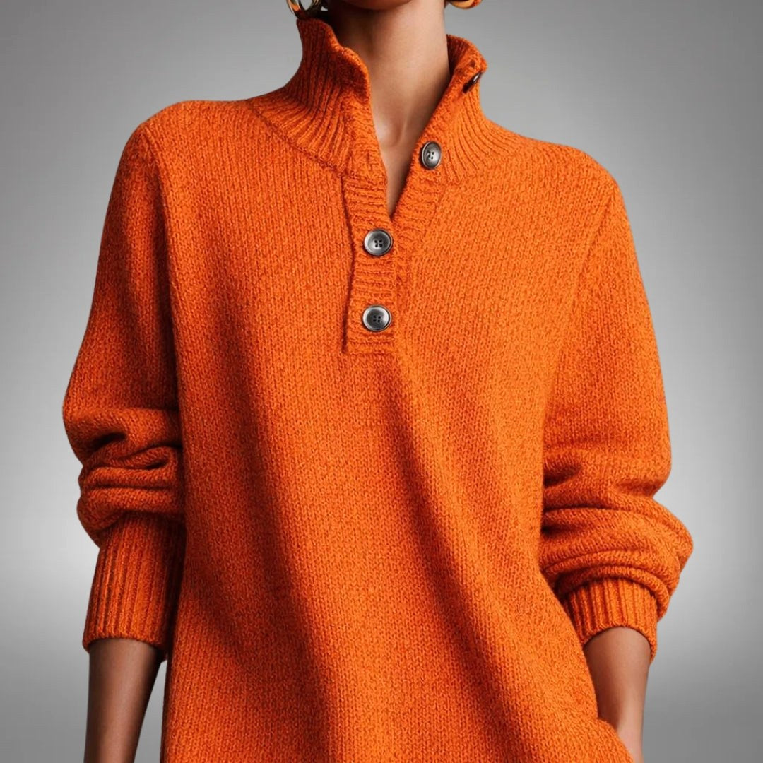 Celine | Women's Wool Mix Knit Polo Dress, Quarter-Button Midi Dress | My Sweet Wardrobe