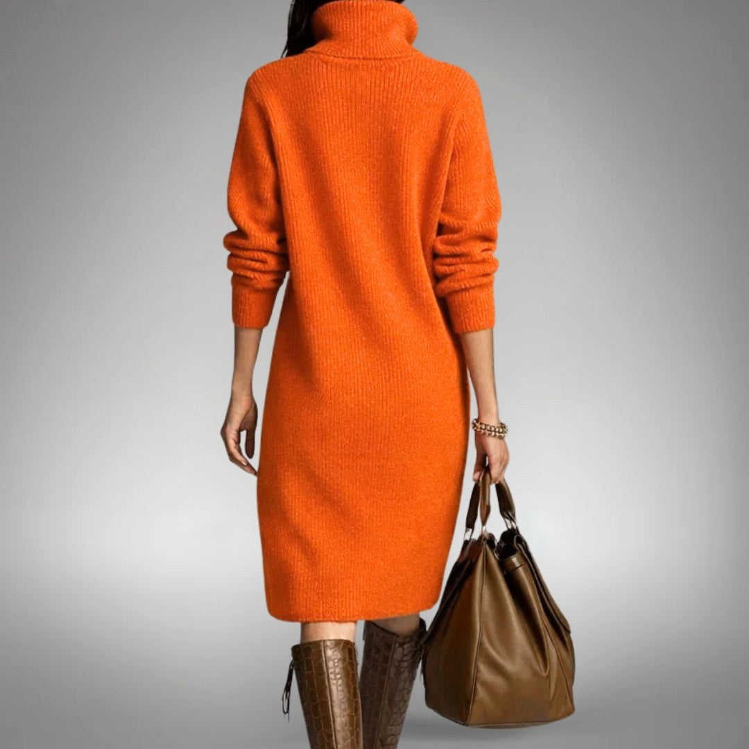 Celine | Women's Wool Mix Knit Polo Dress, Quarter-Button Midi Dress | My Sweet Wardrobe