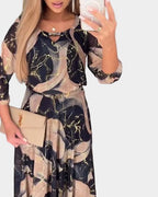 Charlotte | Women's Patterned Chiffon Dress, Three-Quarter Sleeve Dress | My Sweet Wardrobe