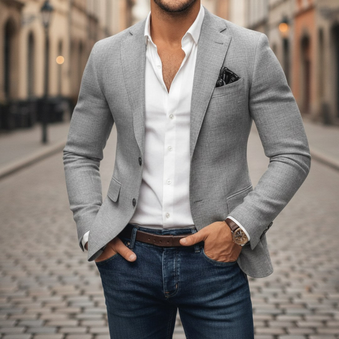 Christoph | Men's Slim Fit Single-Button Blazer, Elegant Blazer | My Sweet Wardrobe | Grey